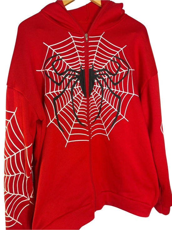 Source Unknown Other - Red Spider Web Zip Hoodie